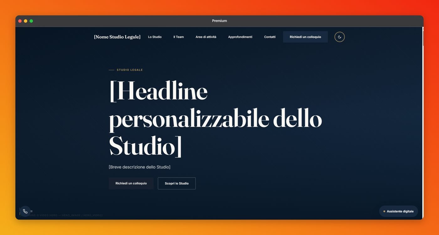 Anteprima del modello Premium — homepage del sito per studi legali